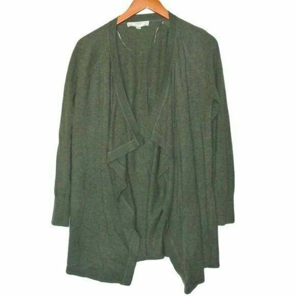 LOFT Draped Open Front Cardigan Green M size -Medium